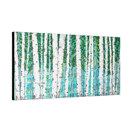 Canvas Art print of a birch tree palette knife painting by Jeweliyana Reece