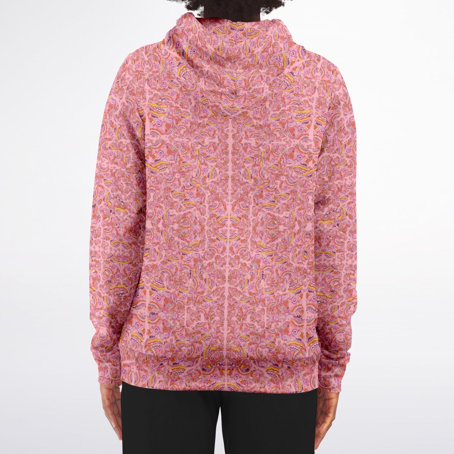 pink hoodie back view