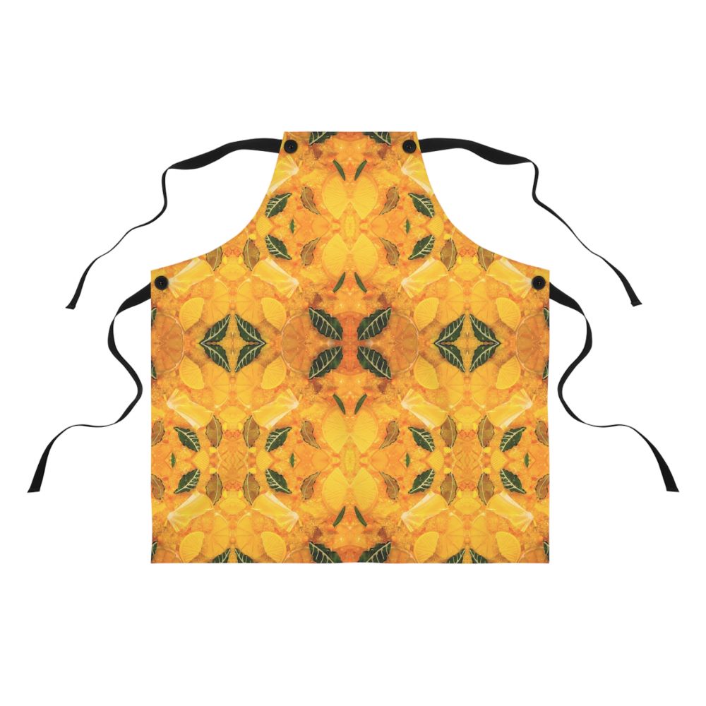 full view of apron with lemon motif