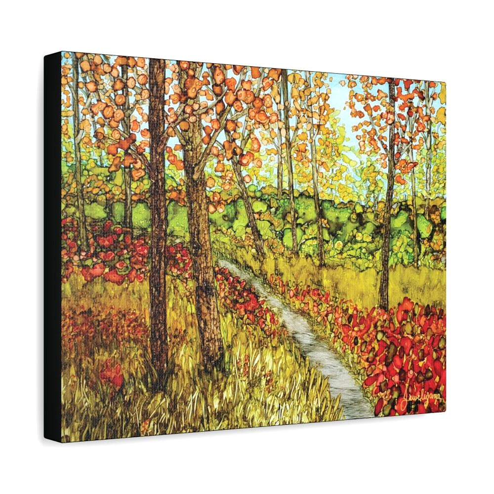 autumn landscape painting w orange trees