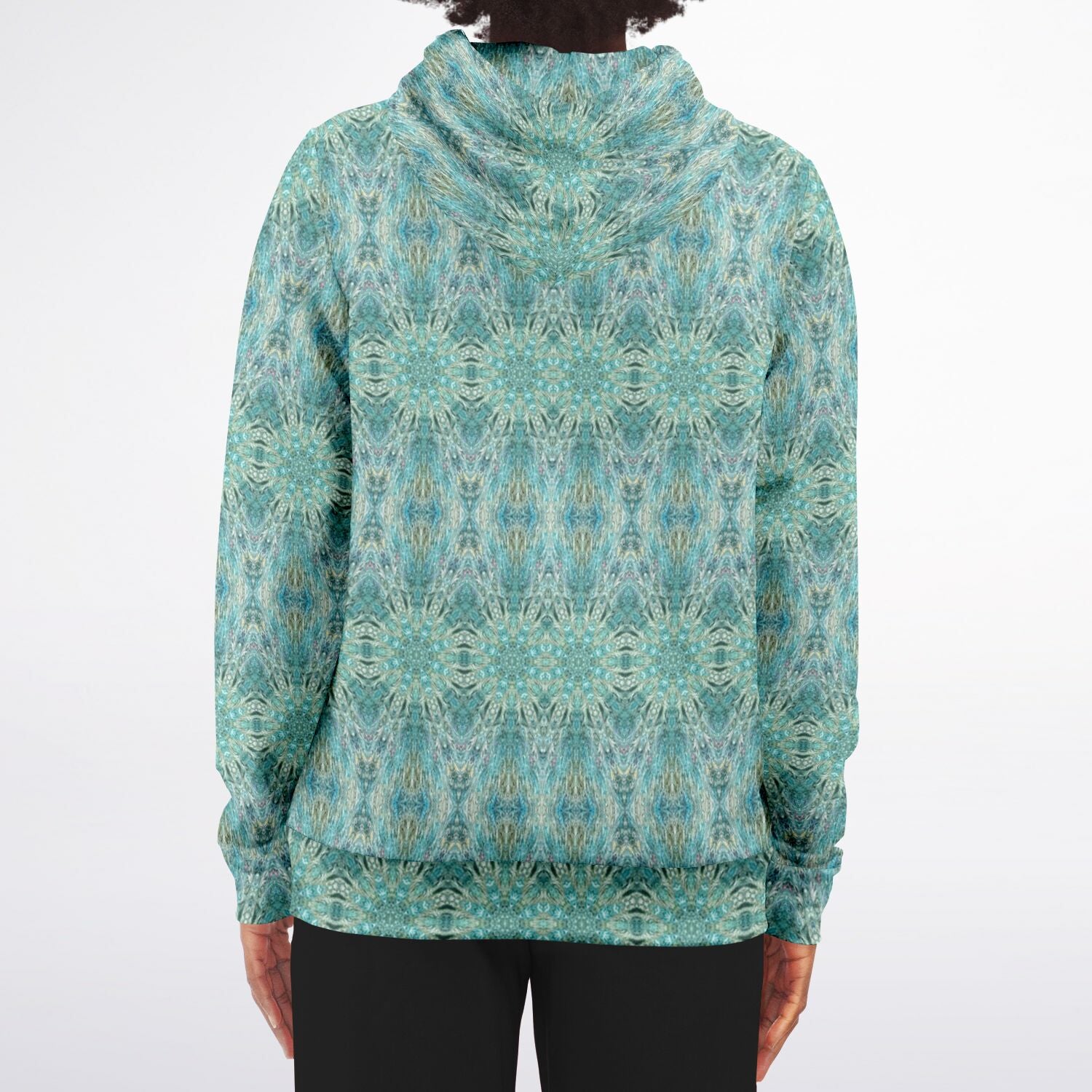 back view of sparking blue fullzip hoodie