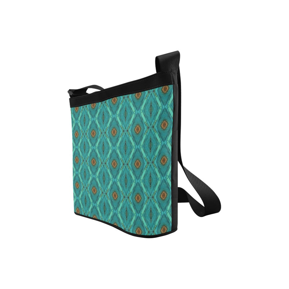 black to aqua reversible crossbody travel purse