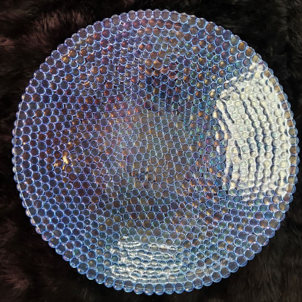 sapphire crystal Jelly tots. A blue glass bowl by Jeweliyana Reece