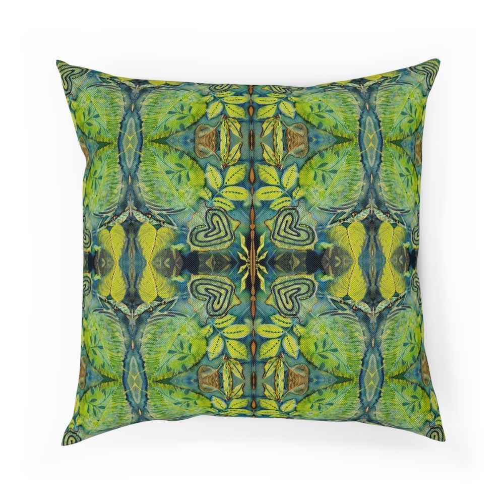 blue green designer couch pillow
