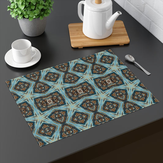 Boho blues place mats in brown blue  colors