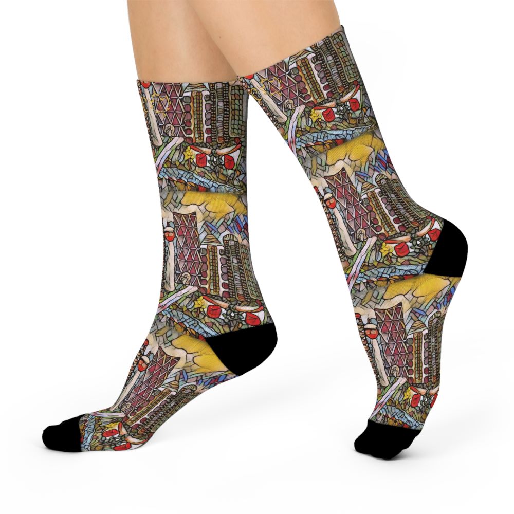clagary souvenire socks with cityscape on them