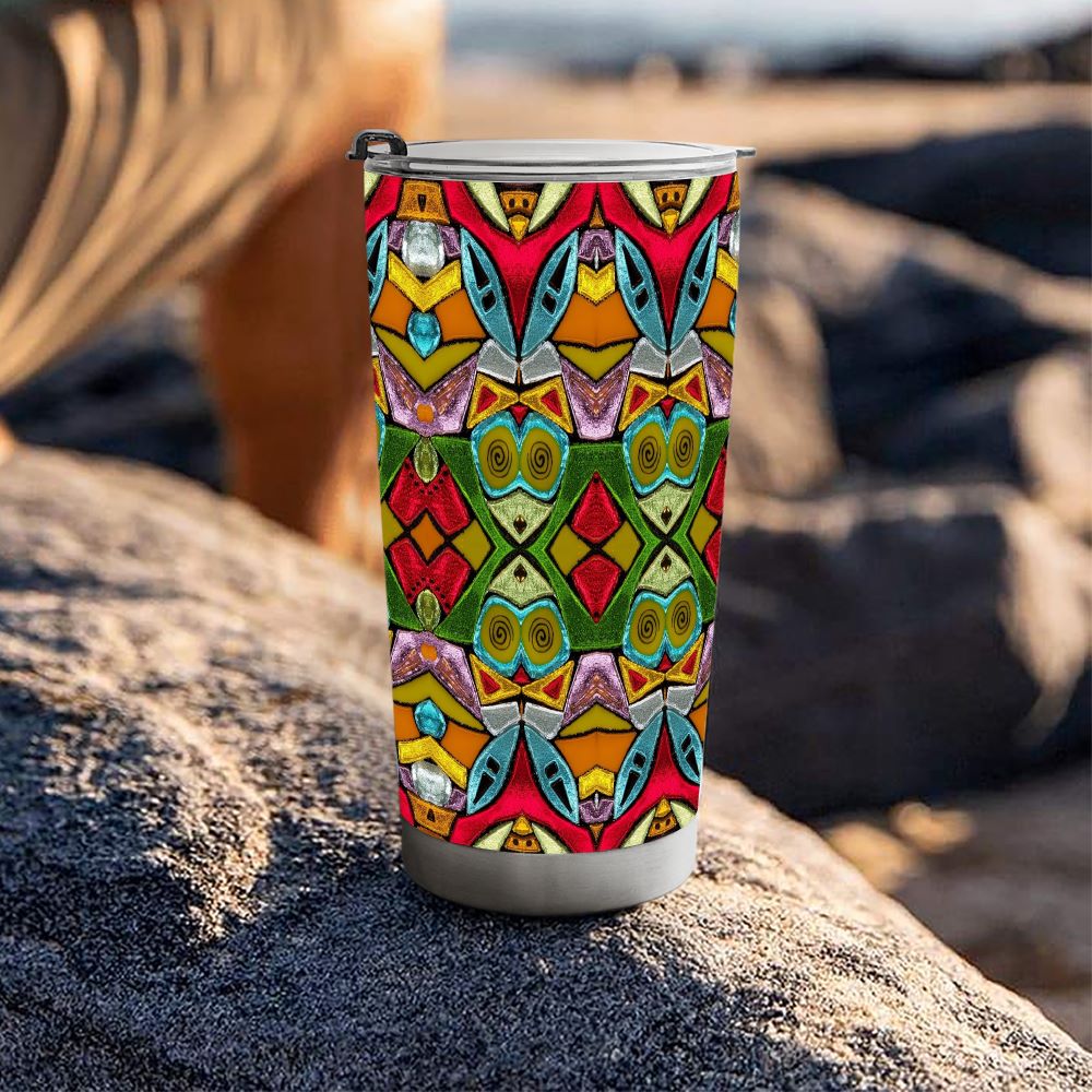 coffee tumbler with abstract art
