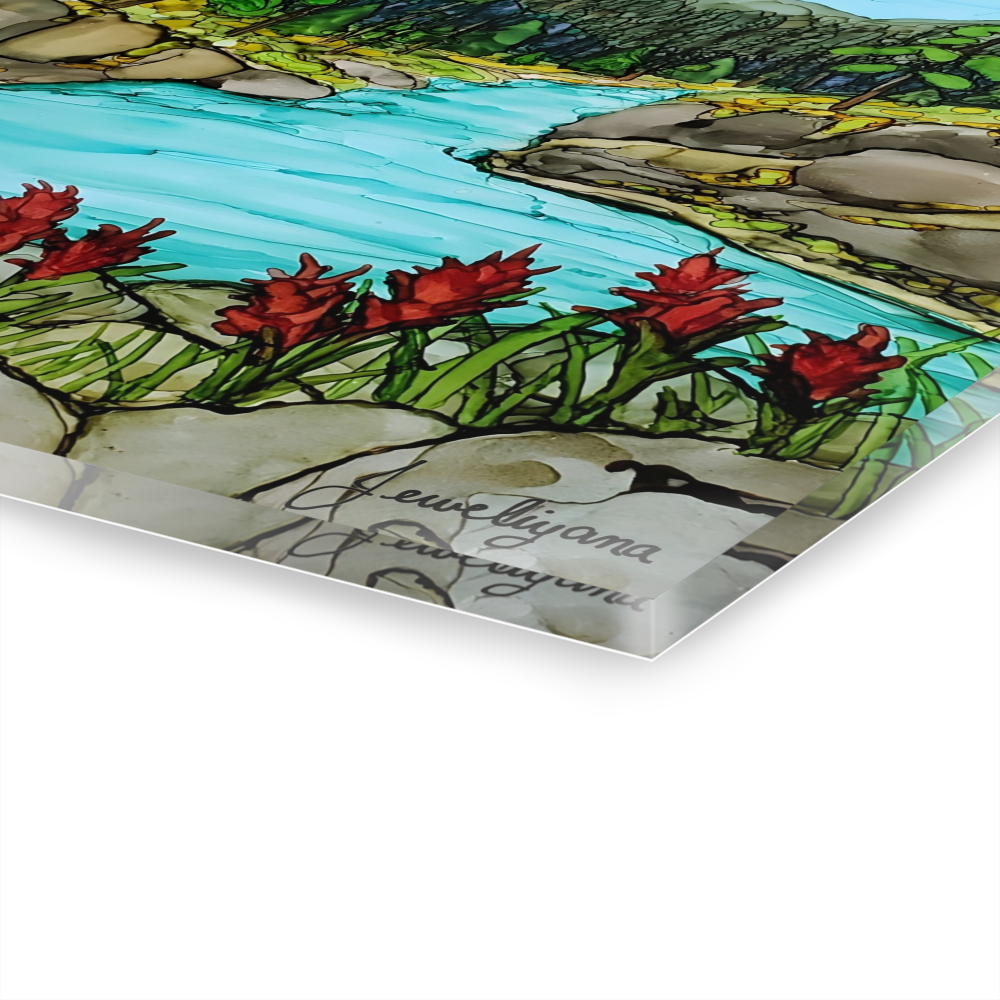 corner view or river painting showing signature