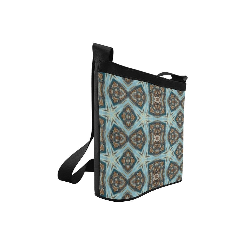 crossbody messenger bag in blue and black