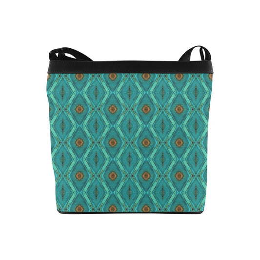 crossbody travel purse thats reversible black to aqua print