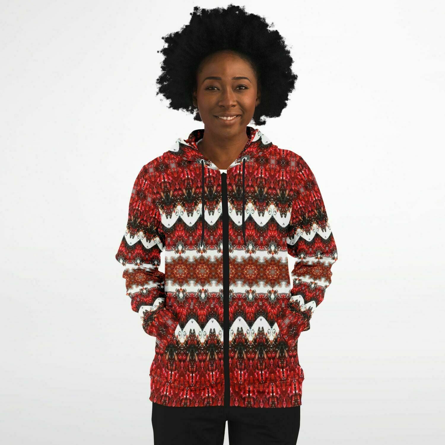 cute red hoodie with a designer white print