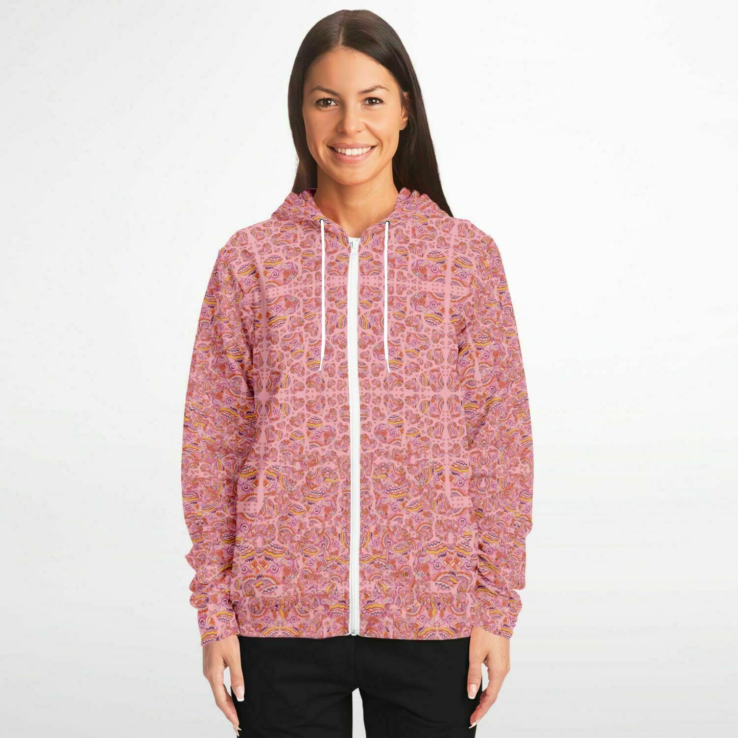 designer pink hoodie with hearts