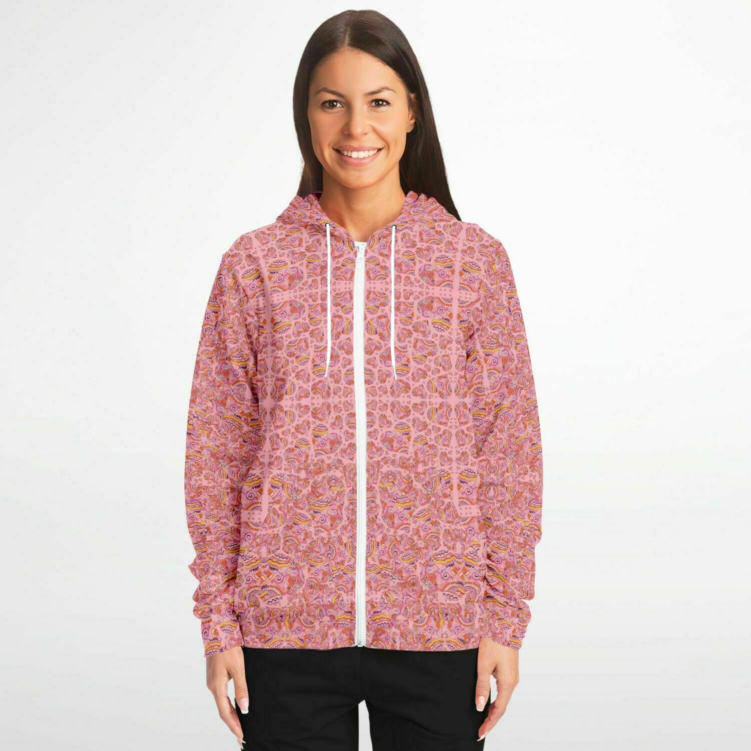 designer pink  hoodie with hearts