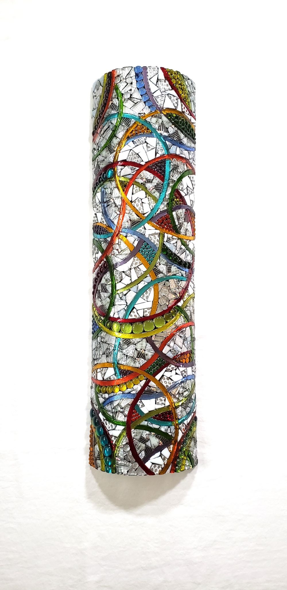 original art glass sconce called string theory