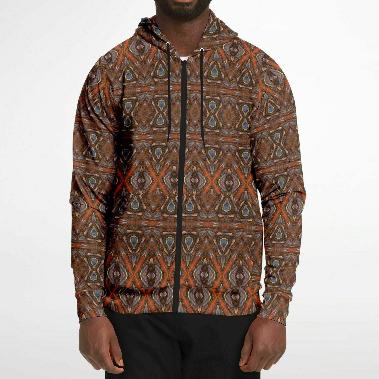 full zip brown hoodie for men