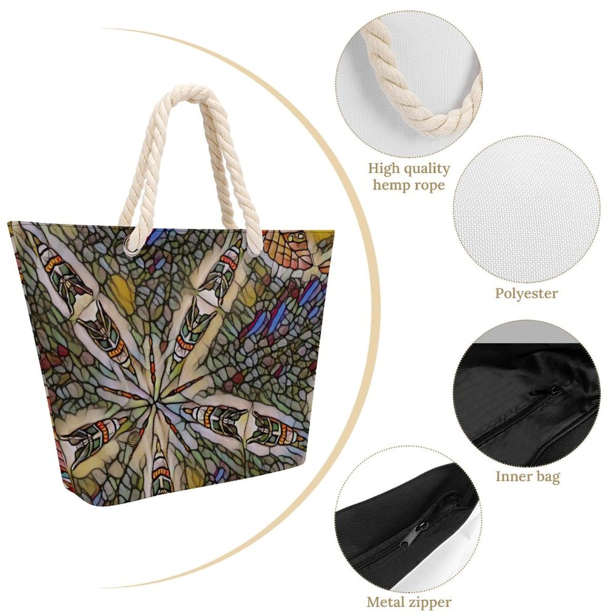 large shoulder  tote bag with zipper
