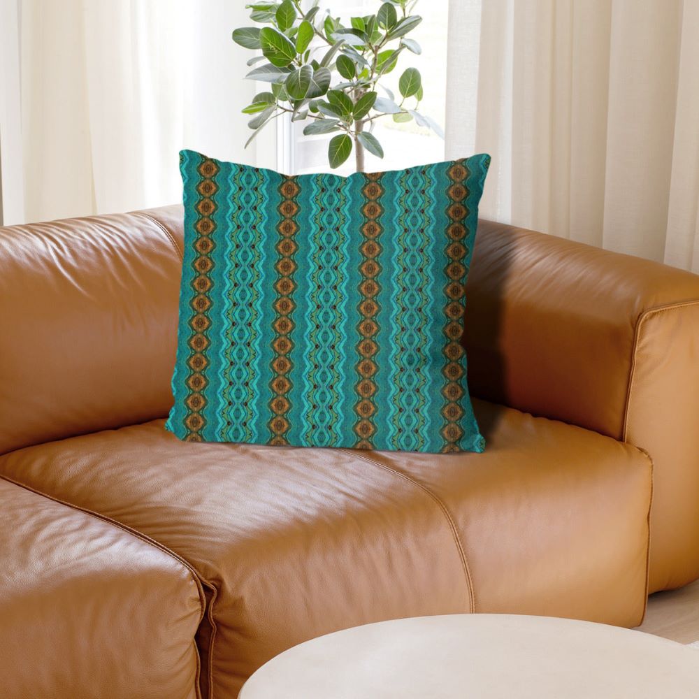 Throw Pillow - Blue Oasis Stripe