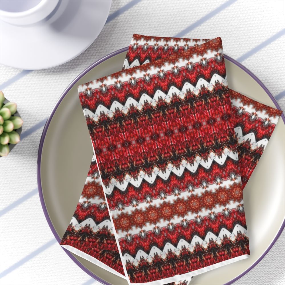 cloth dinner napkins with a red and white christmas print