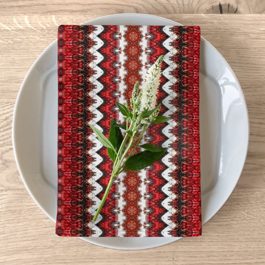 red and white cloth napkins festive