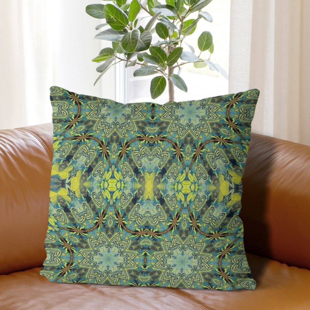 navy and green boho throw pillow cover