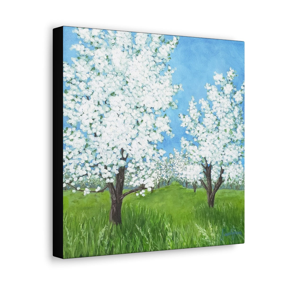 side view of apple blossom painting