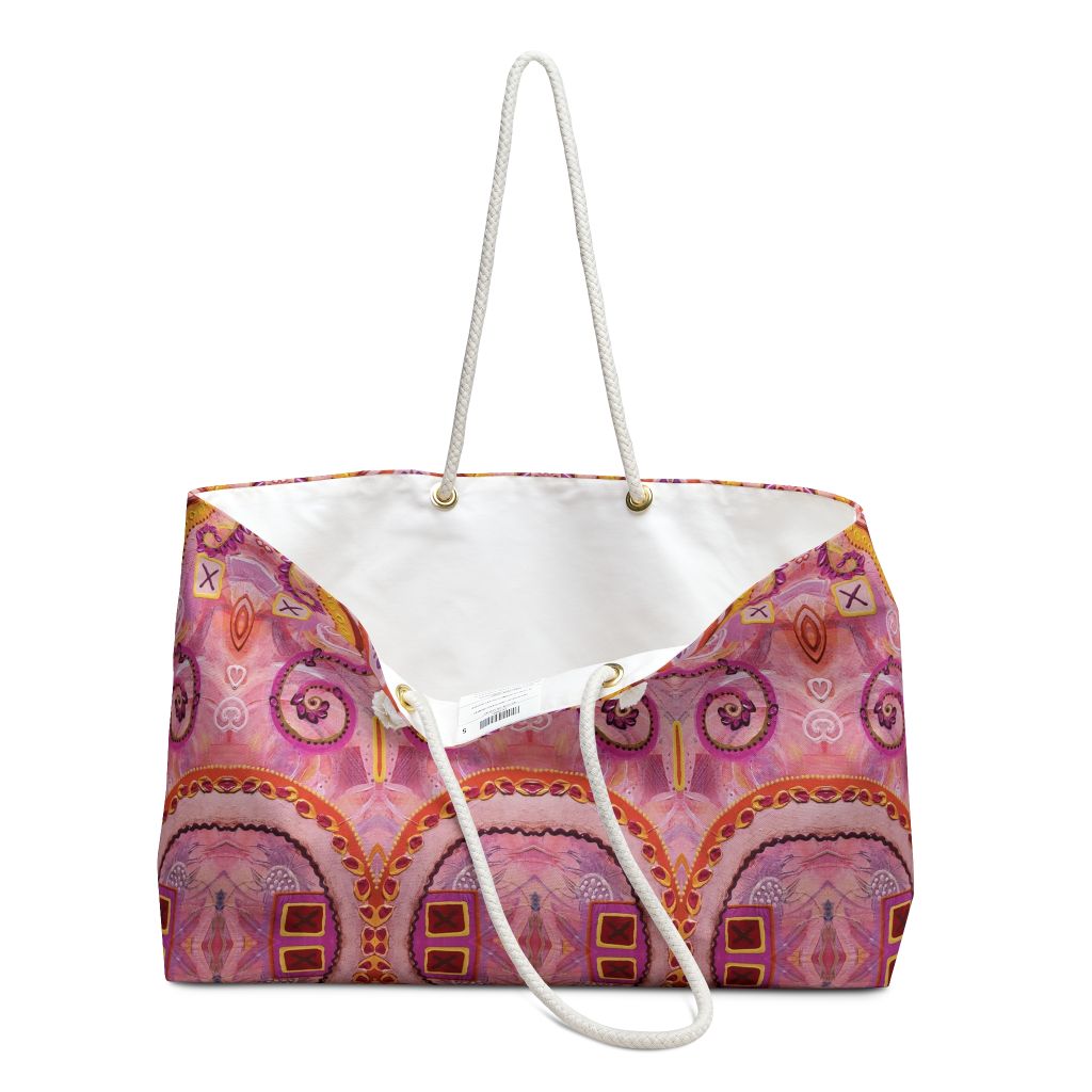 fashion fun art printed pink tote bag