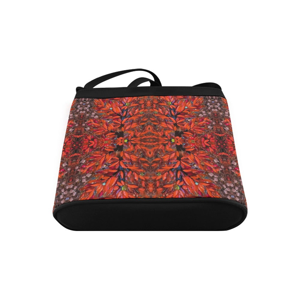 red and black crossbody purse