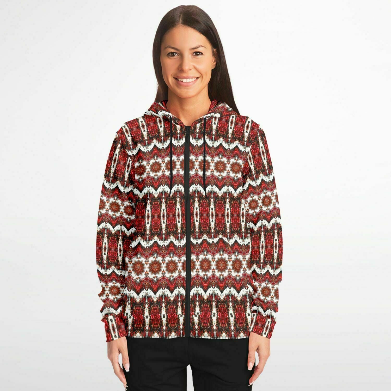 The Canuck a red and white abstract printed hoodie