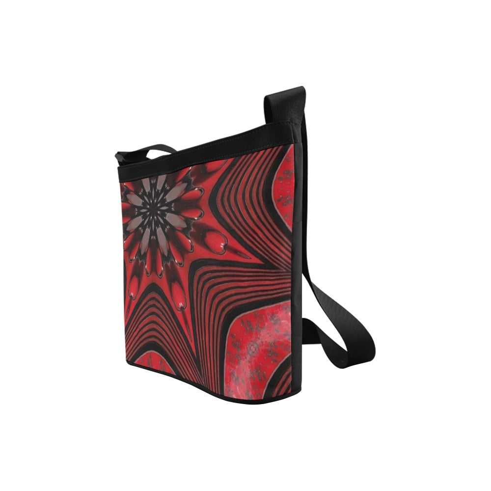 travel purse in black with red star design