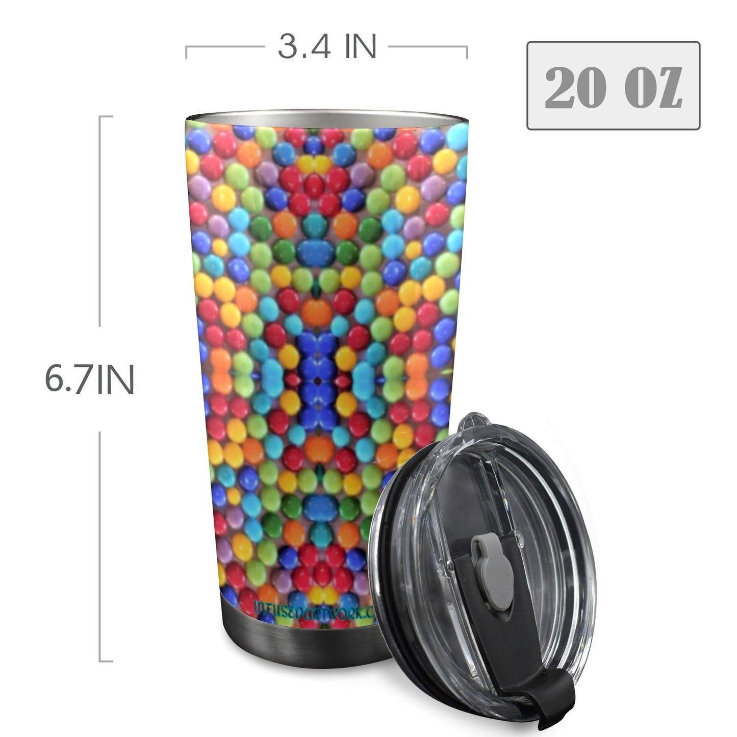 Coffee Tumbler - 20oz Rainbow Gumballs