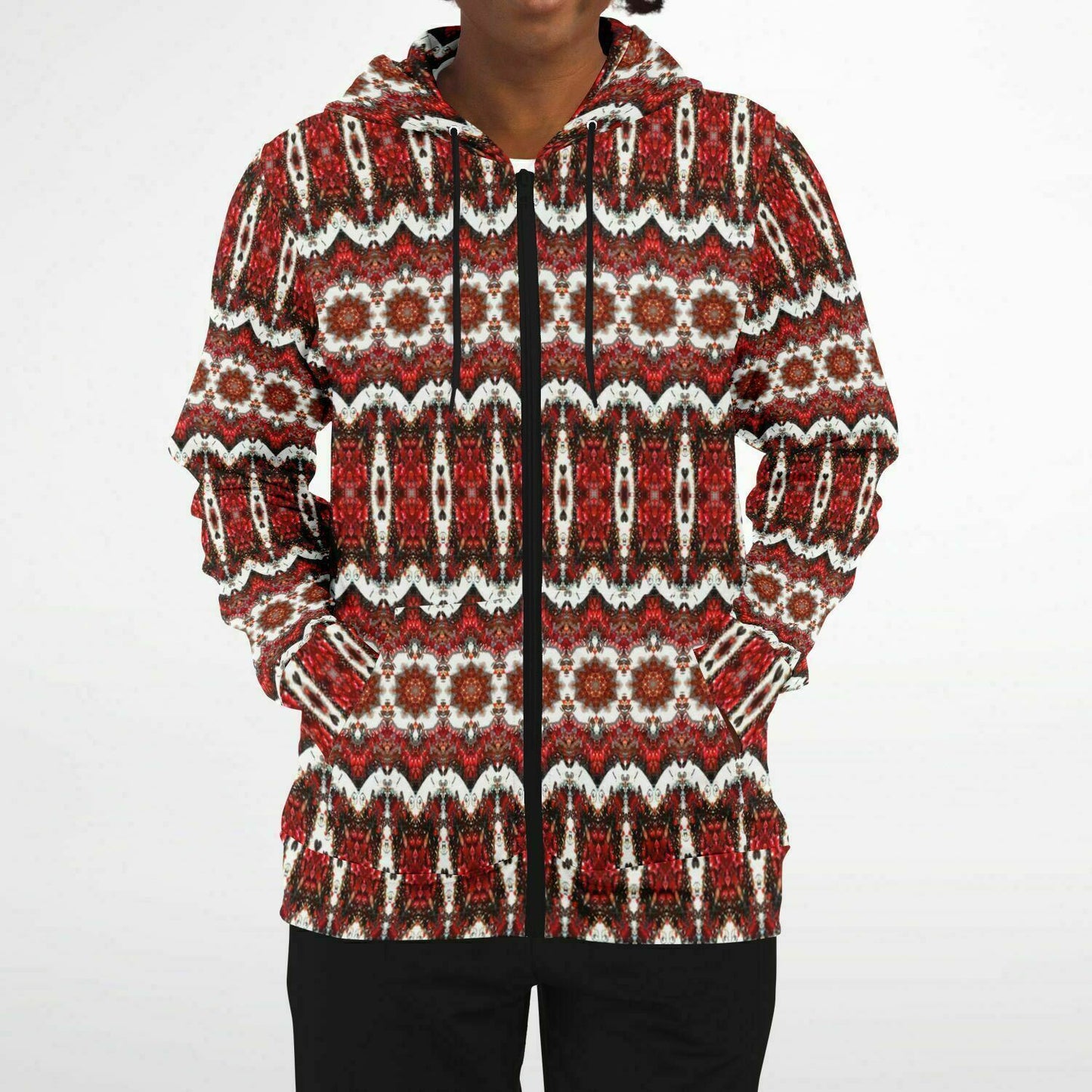 Canada Hoodie in white and red abstract