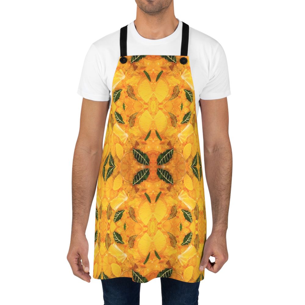 bbq  apron in yellow with lemon design