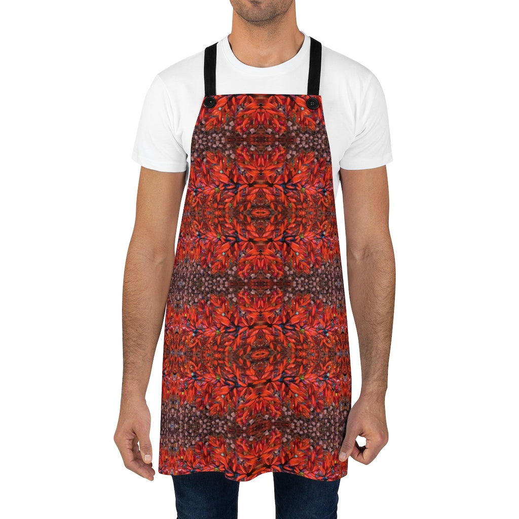 Fun red BBQ apron shown on man