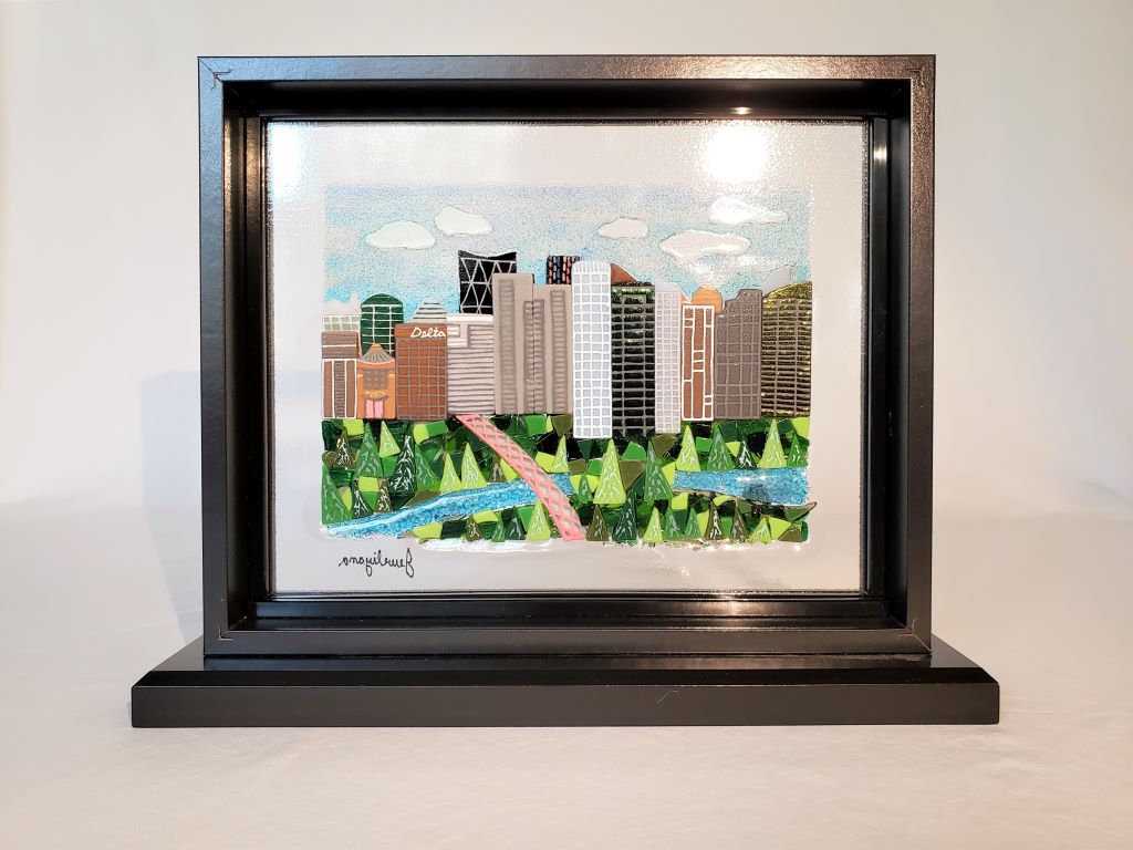 glass art of calgary two sided cityscape back view