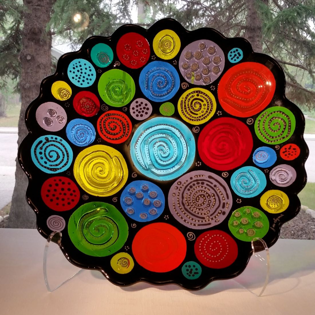 Good Vibrations large fused glass art decor bowl