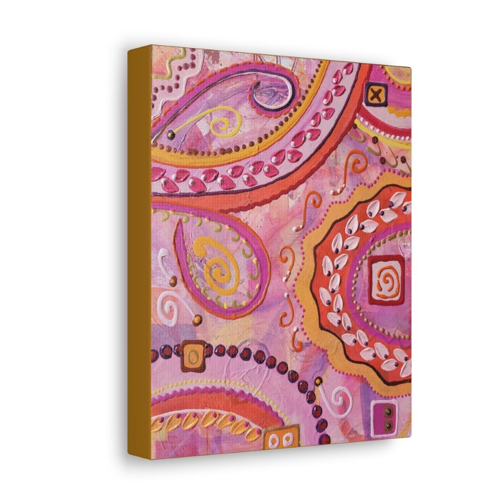 Side view of Love Goes Round Abstract painting on the wall