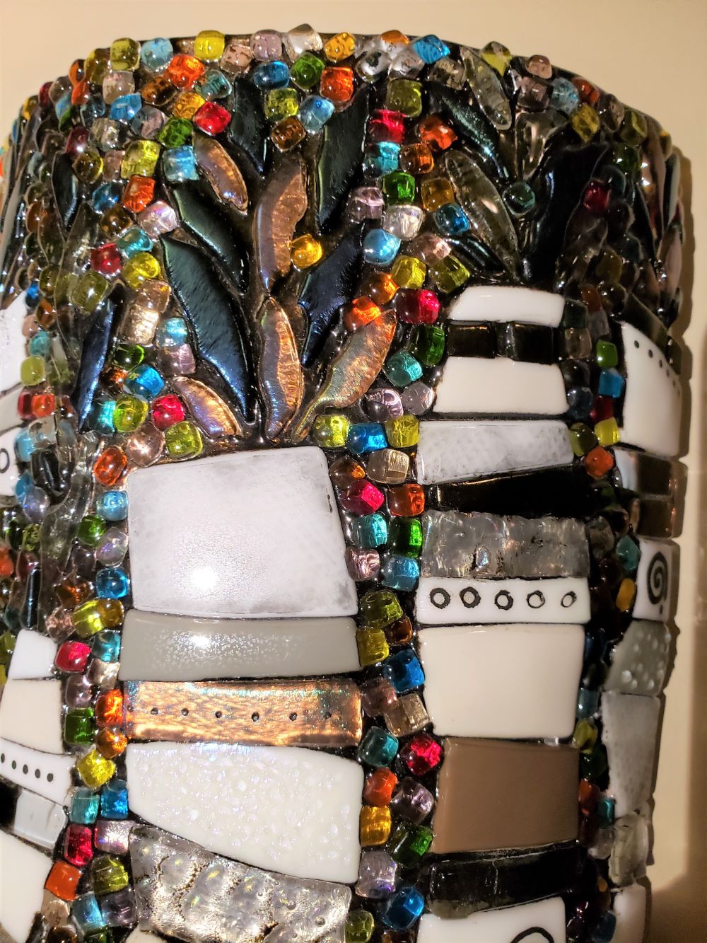 close up of  really cool glass wall art sconce