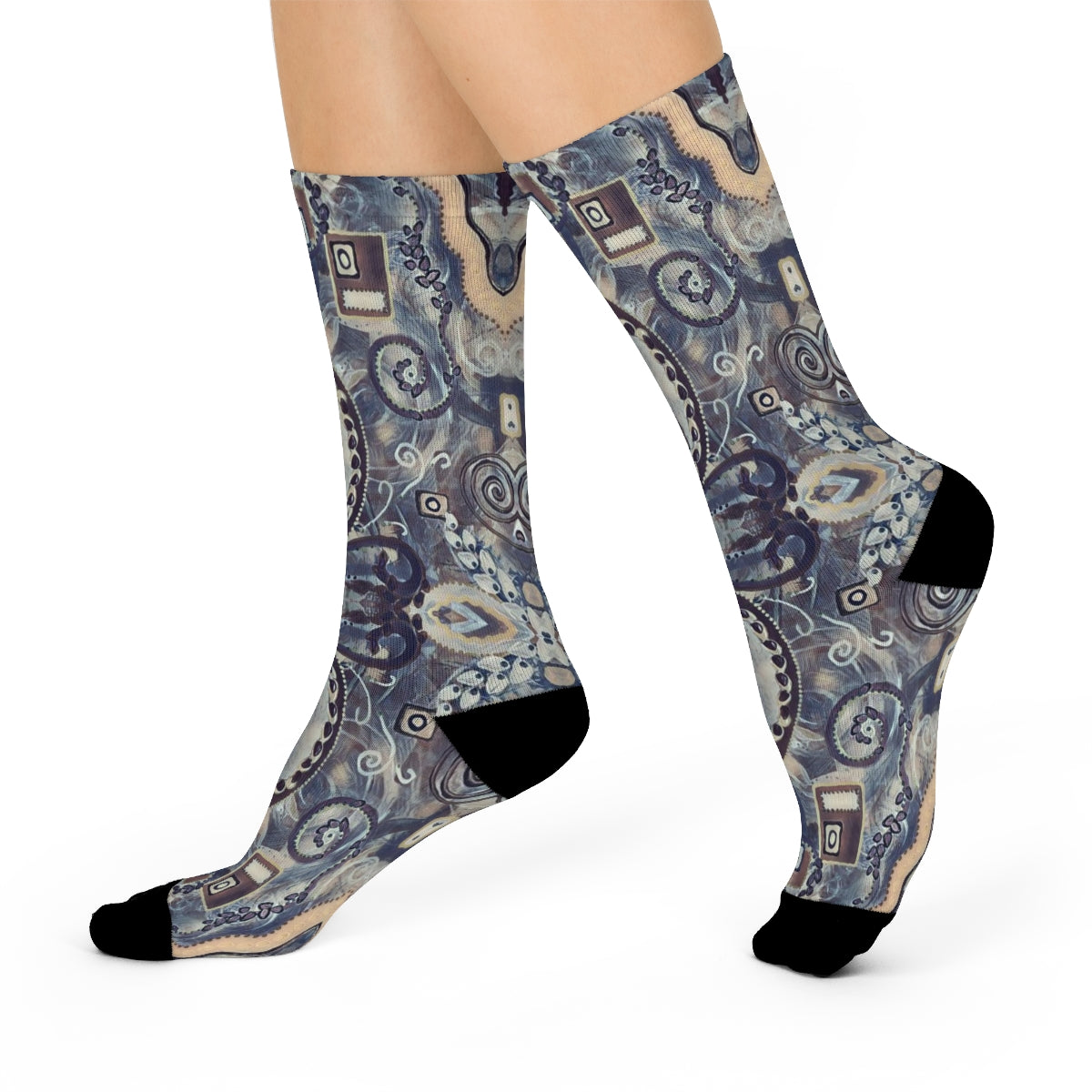 Dress socks with a fun grey print