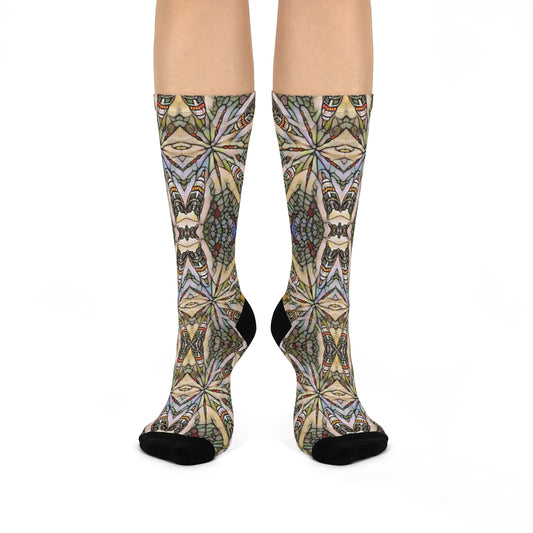 fun dress socks with earth tone colored design