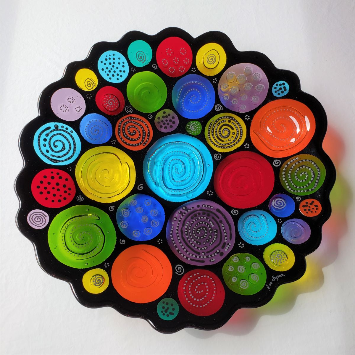 fused glass decor center piece large one of a kind bowl