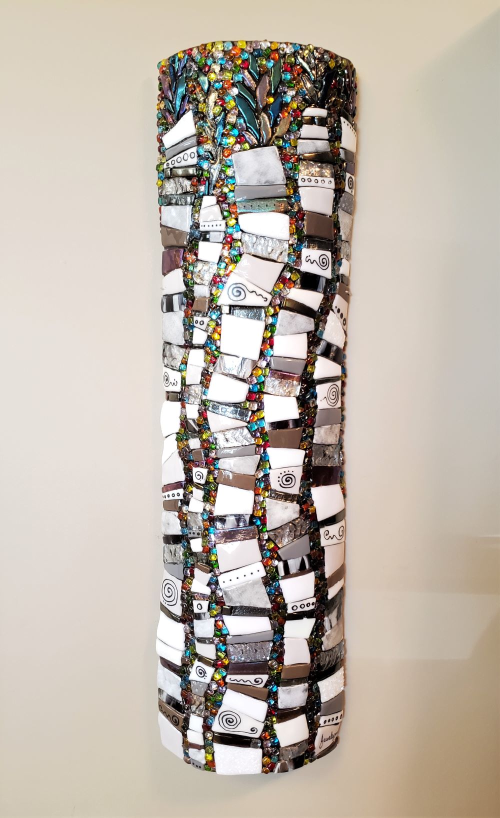 fused glass wall art sconce original art