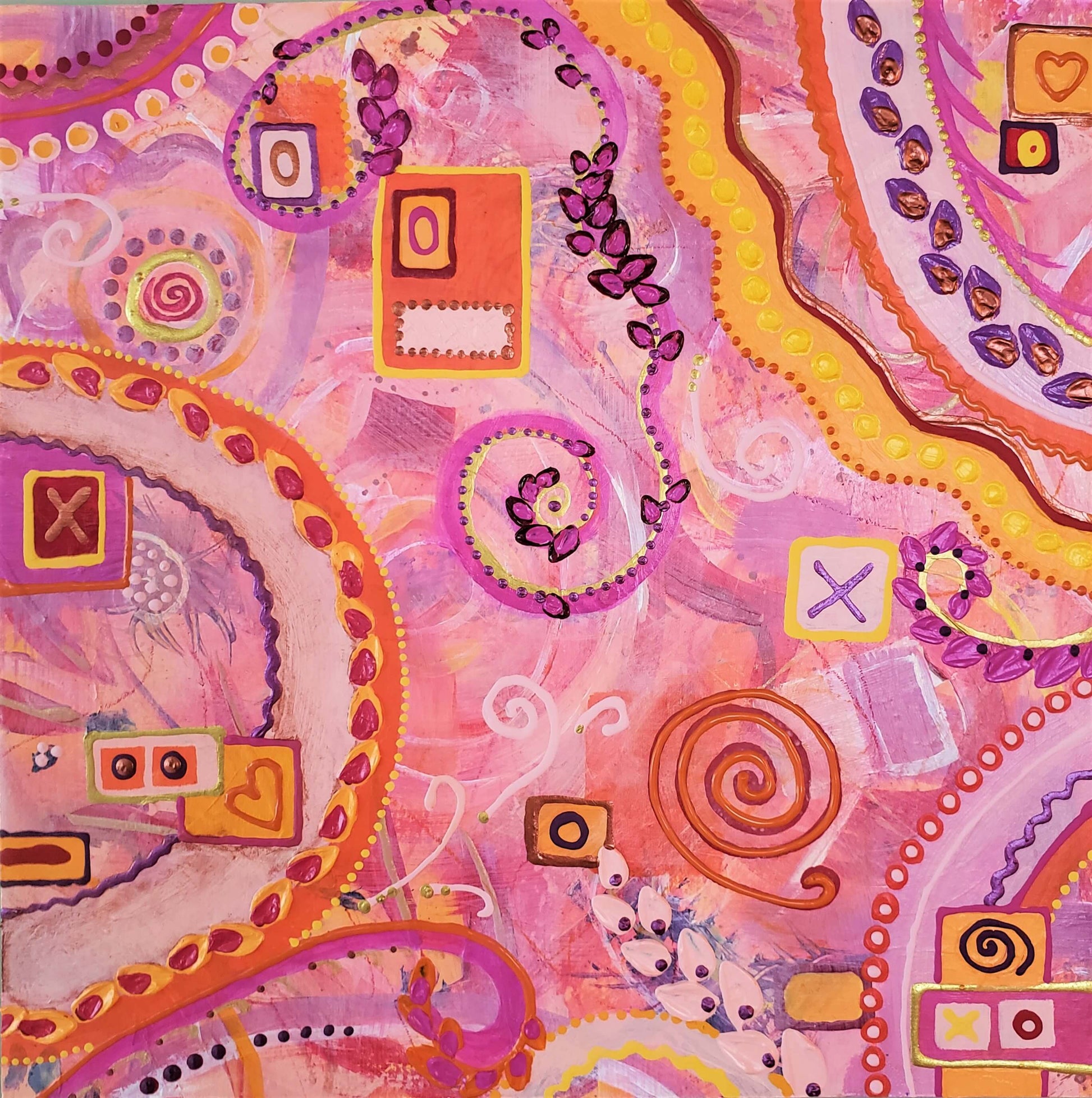 Happy 'n You Know It Pink abstract painting