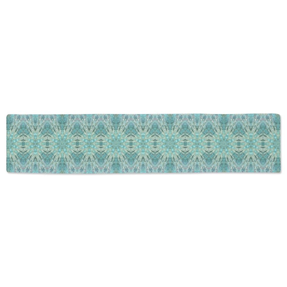 the Angelic Vibes blue cloth table runner