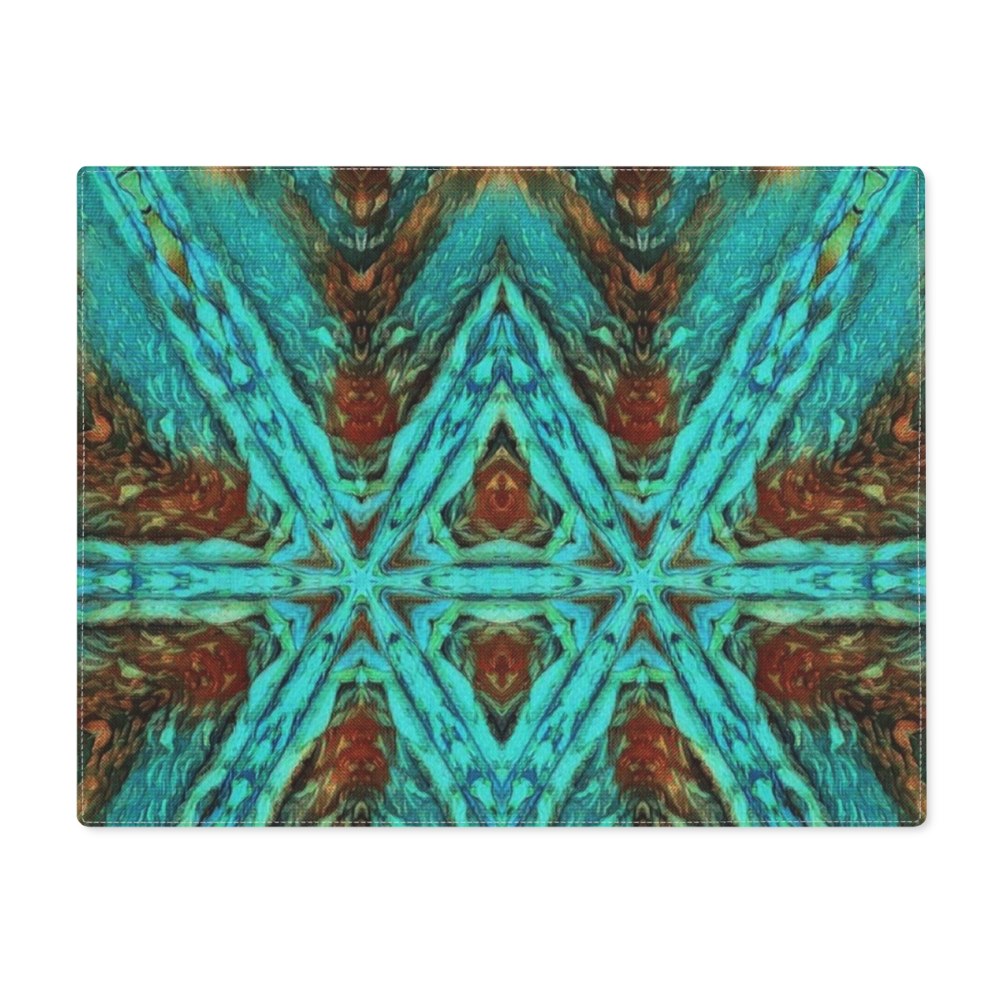Cool for the Summer pattern on place mats. color is aqua and amber