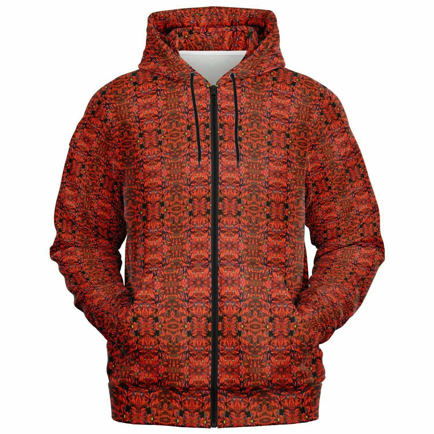 Designer full zip red hoodie
