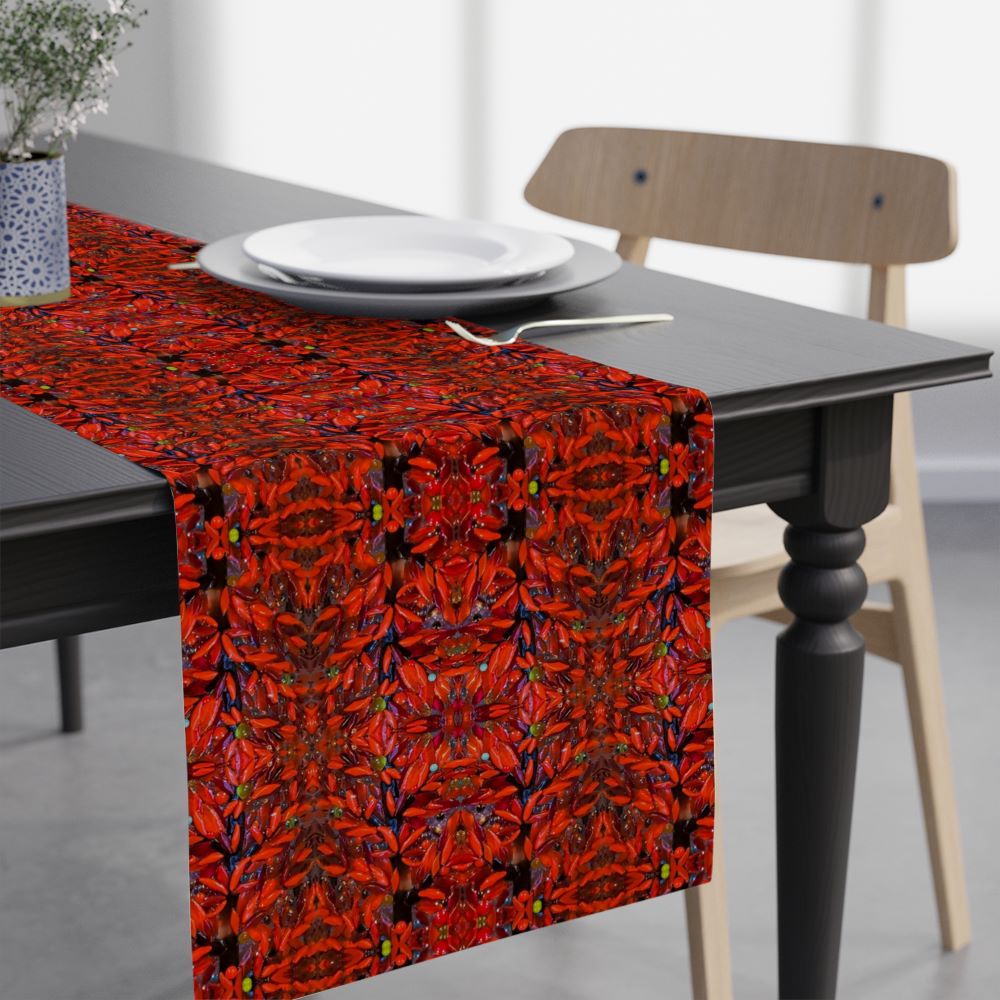 Empress Red table runner with glass art print