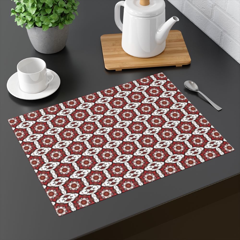 Festivus Place mats in red with white sorta snowflakes