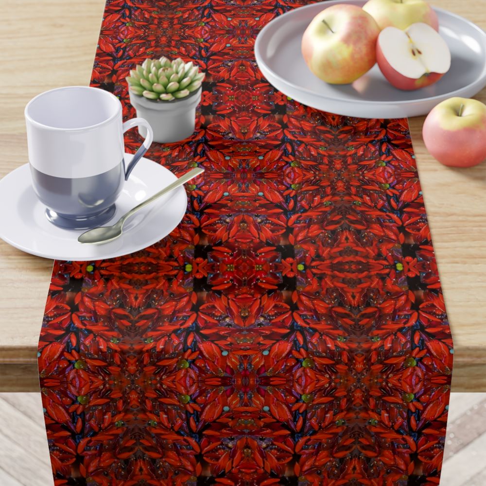 red dining table runner called The Empress
