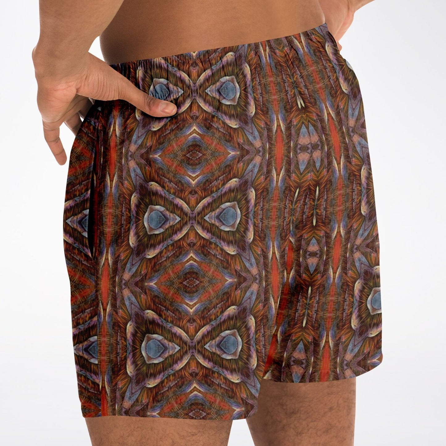swim shorts for men in stylish brown designer print