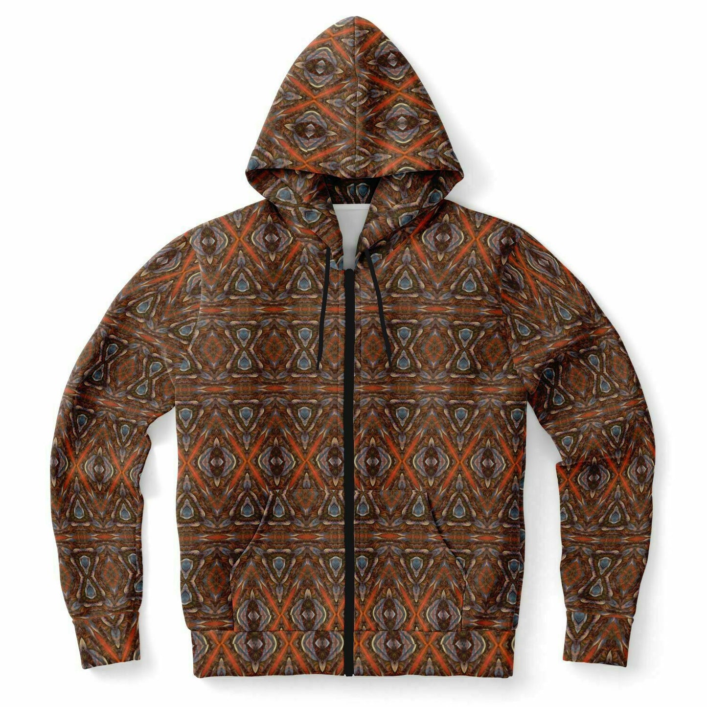unique hoodie for men with full zip in browns